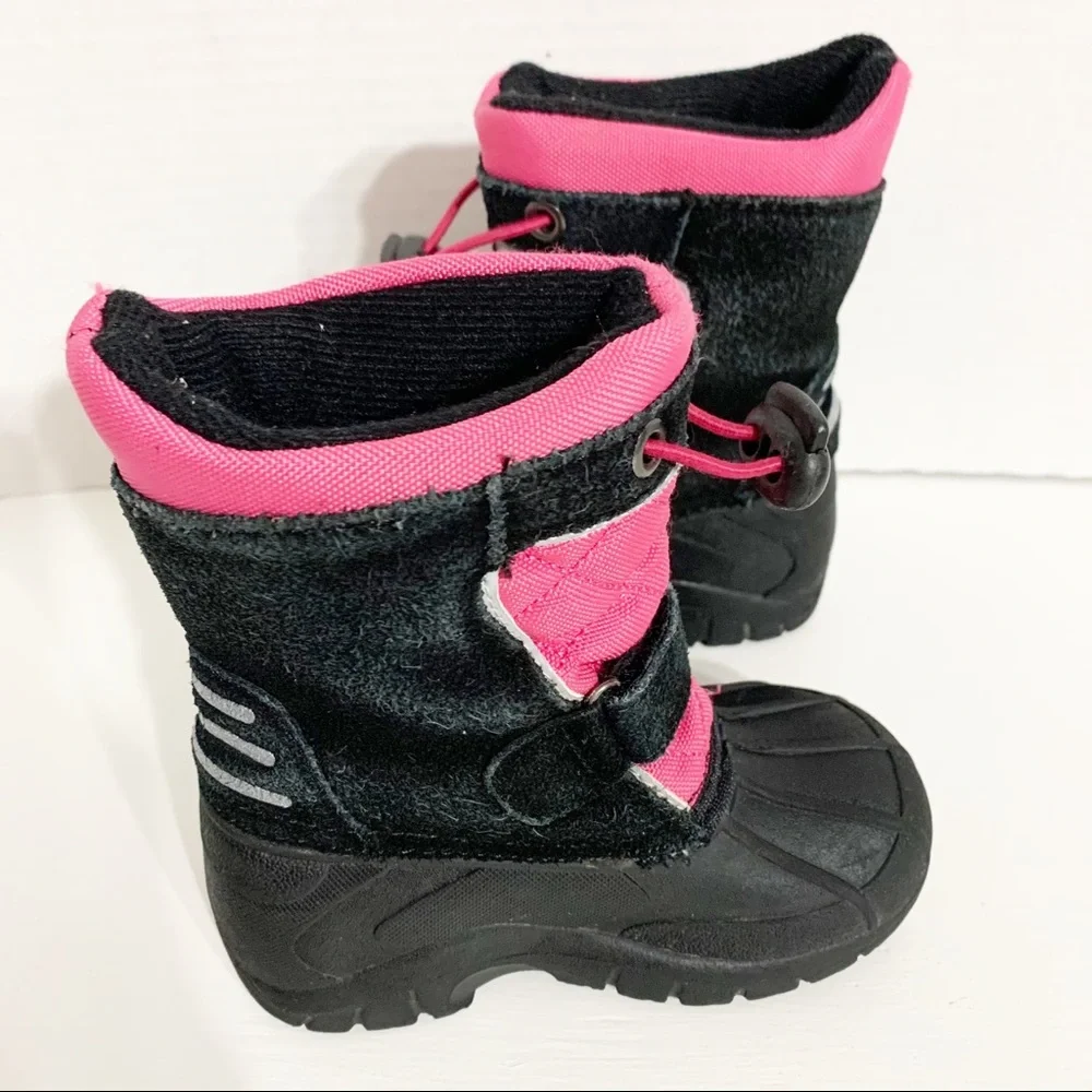Totes Tammy Sued Nylon Waterproof Insulated Winter Snow Boots Velcro Drawstring